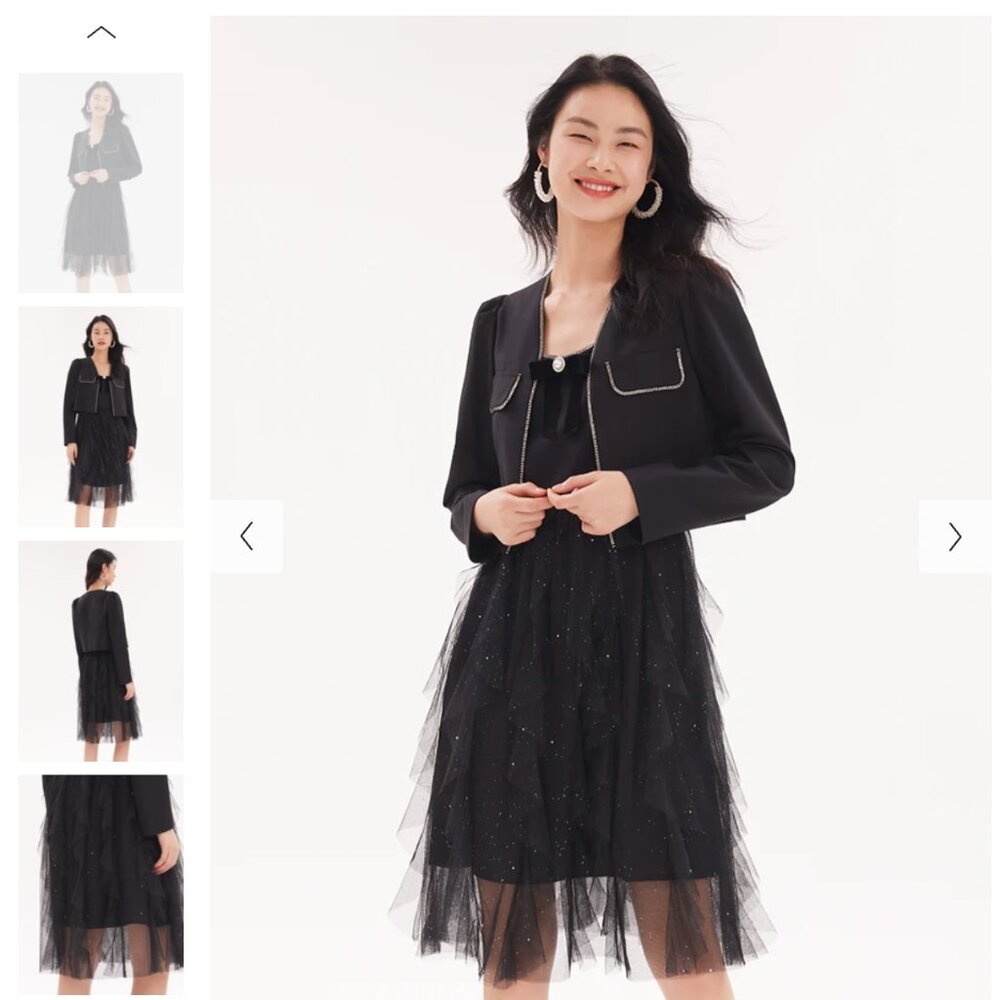 NWT GOELIA Two-Piece Set Women Jacket And Netted Gauze Dress (Small)